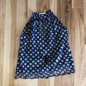 Solitaire summer navy embroidered beaded top